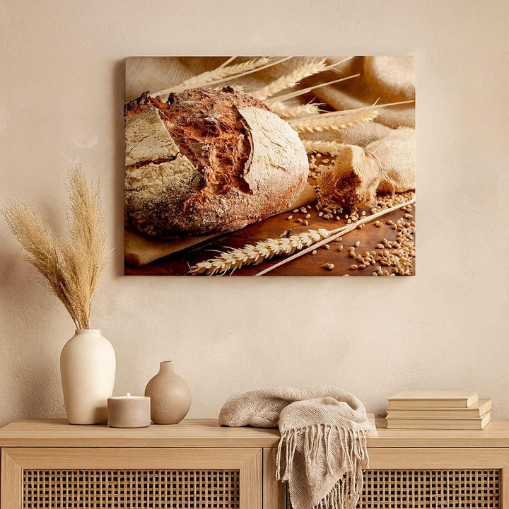 Bilder auf Leinwand 100x70cm Leinwandbild Brot Bäckerei Lebensmittel Roggen Gross Wanddeko Bild Schl