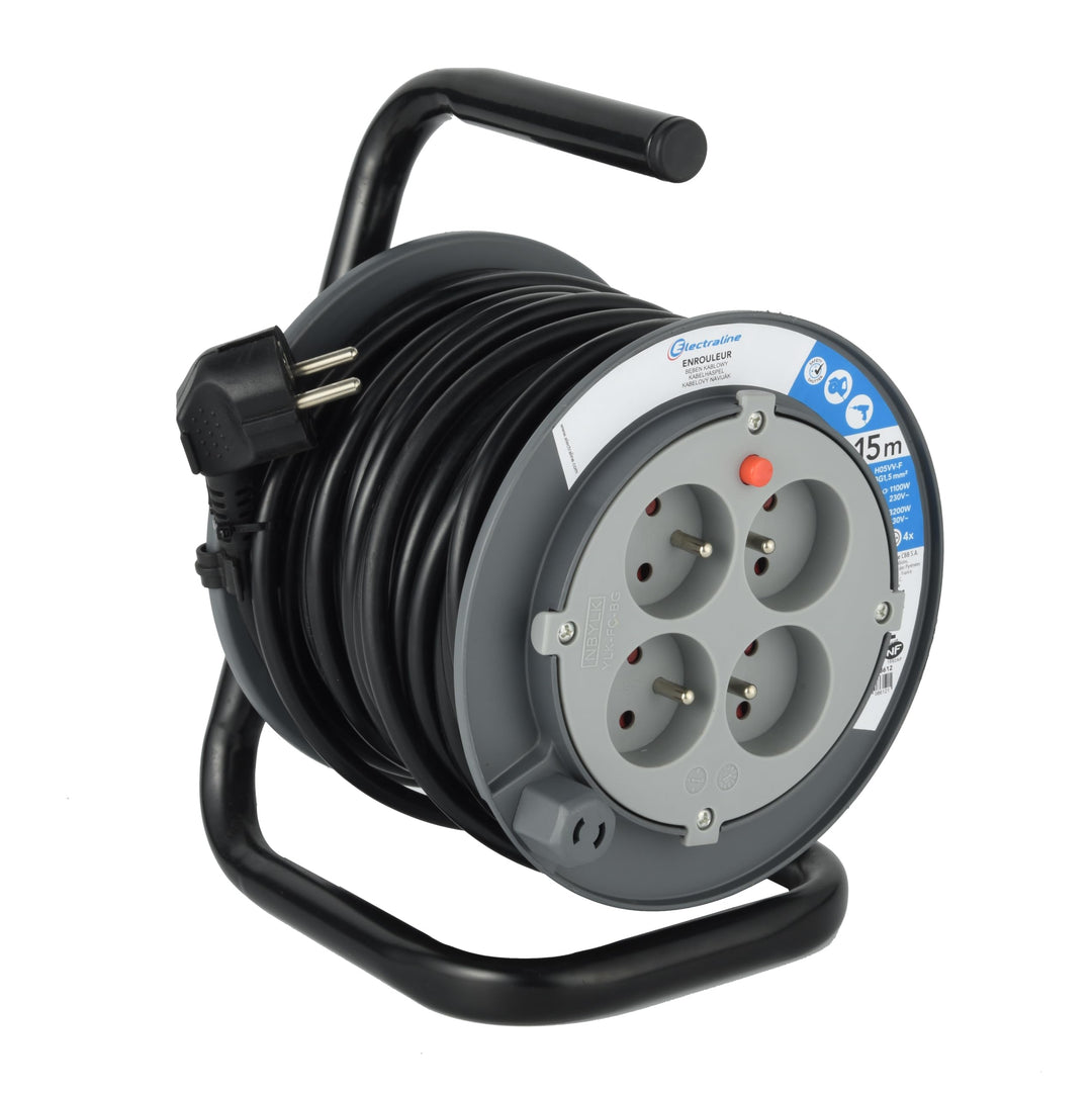 Electraline Kabeltrommel Basteln Schwarz, schwarz, 208612 15 M, 15 M