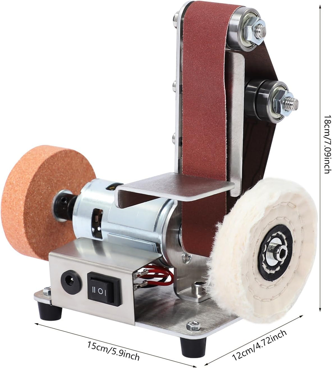 Elektrischer Bandschleifer, Mini bandschleifmaschine,7-Stufig Verstellbar,304 Edelstahl, 4000-9000 U