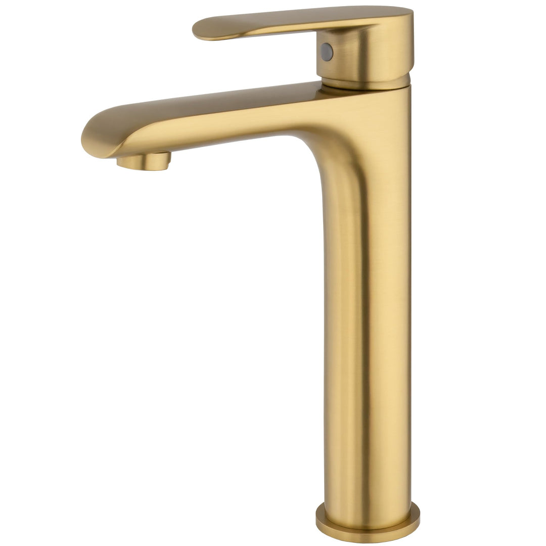 VALAZ Wasserhahn Bad Hoch Gold Gebürstet | Einhebelmischer Waschbecken, Warm und Kaltwassermischer,