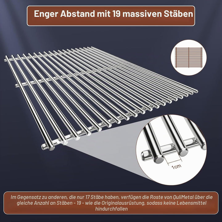 QuliMetal 47,6 x 33,7cm Edelstahl Grillroste 66095 für Weber Genesis II E-310, Genesis II LX E-340/S