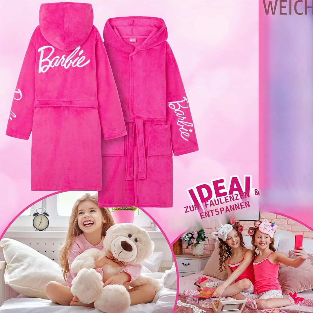 Get Trend Bademantel Mädchen, Flauschig mit Prints von Stitch und Angel, Barbie, Disney Prinzessinne