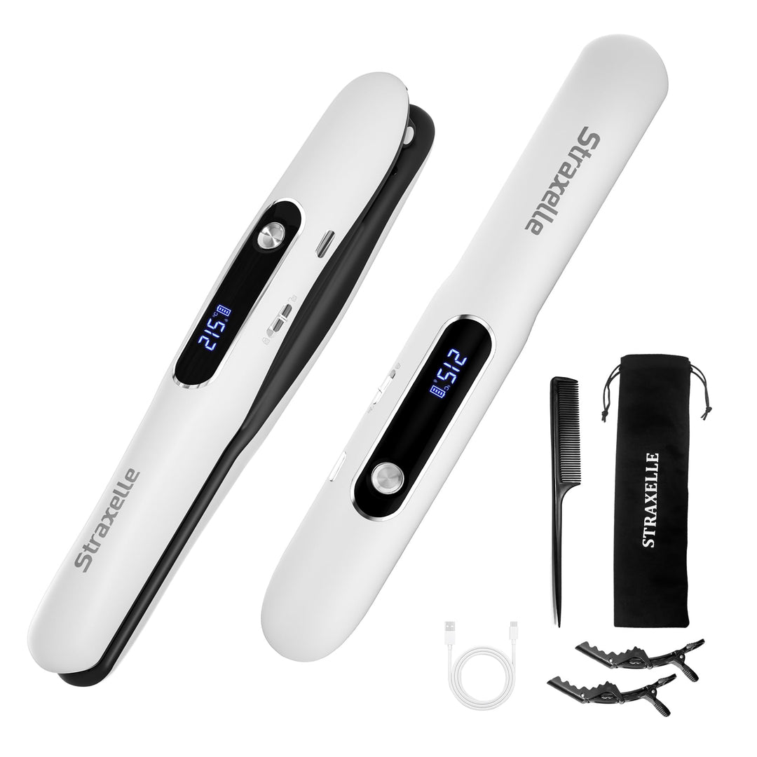 Mini Glätteisen Kabellos und Lockenstab, 2 in 1 Glätteisen Locken und Glätten 175°C-215°C, 5000mAh R