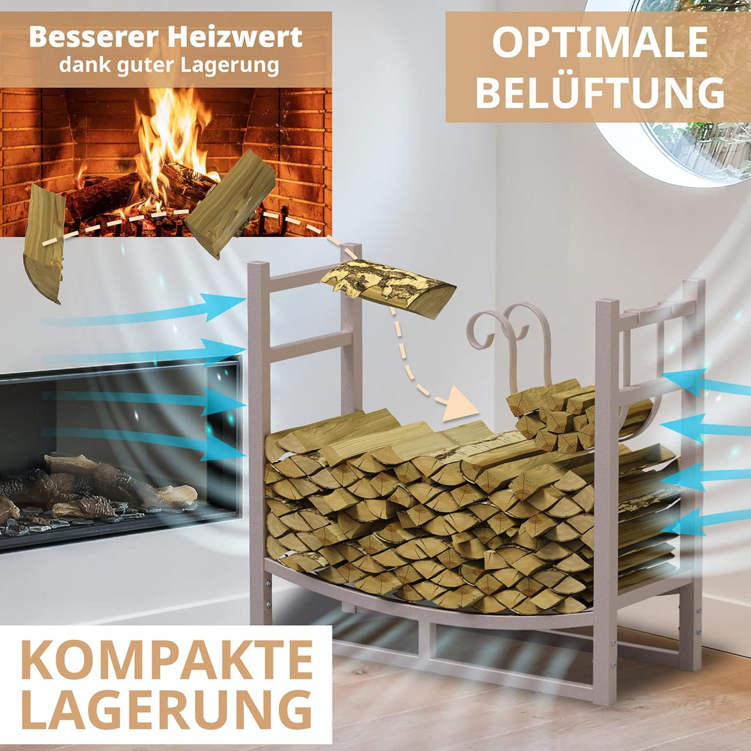 Kaminholzregal Metall 84x33x76 innen I aussen VERZINKT Ablage für Anzündholz Holzregal Brennholz Kam