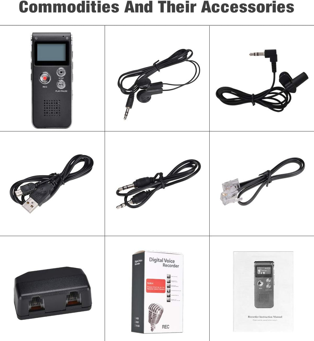 Lychee 8GB LCD Bildschirm Digitales Diktiergerät Aufnahmegerät Sprachaufnahme Audiorekorder Voice Re