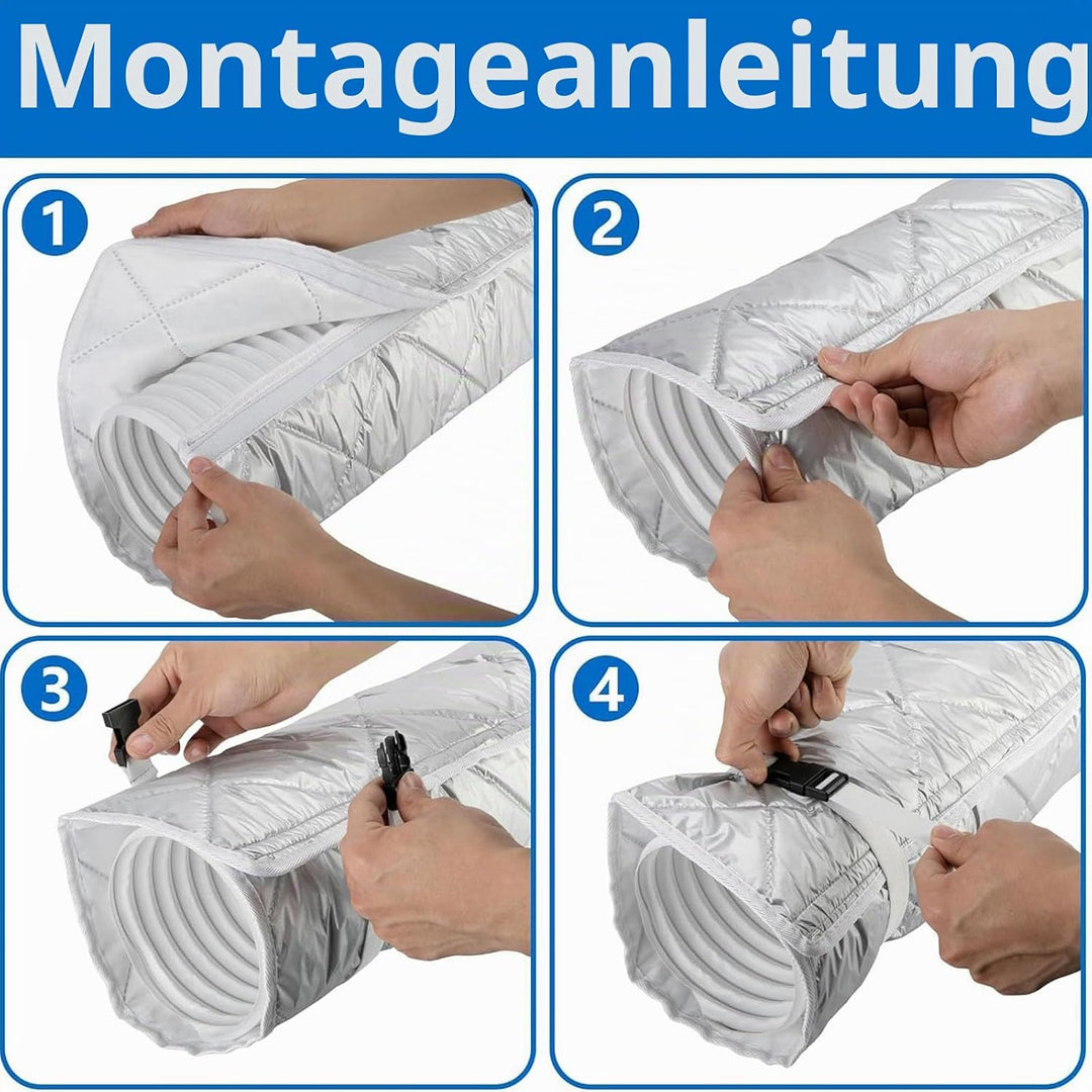 Schlauchabdeckung Tragbare Klimaanlage Gesteppte Klimaanlage-Schlauch-Isolierhülle 147x58 Cm 2 Verst