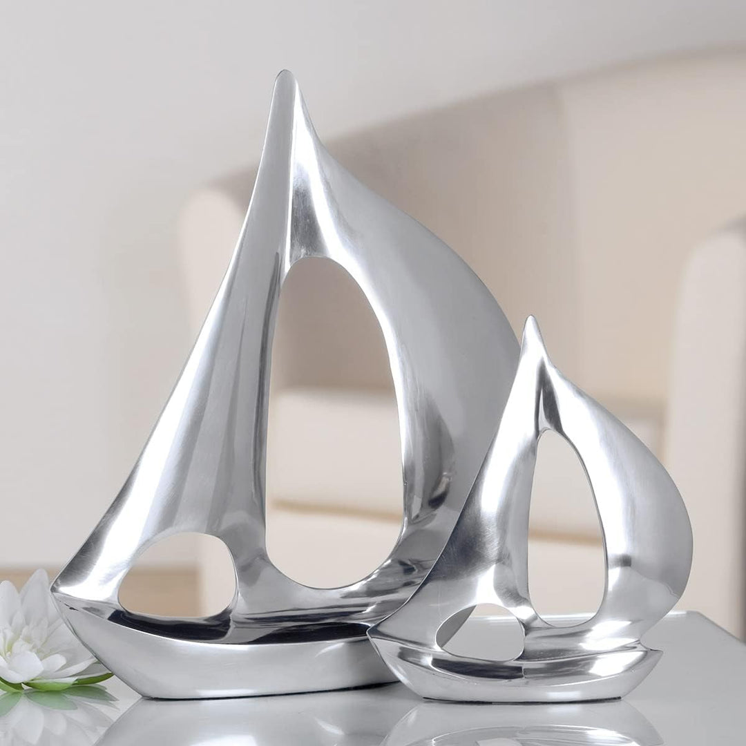 GILDE - Alu Skulptur Boot - poliert - Bad Deko - H. 35 cm Höhe 35 cm Silberfarben, Höhe 35 cm Silber