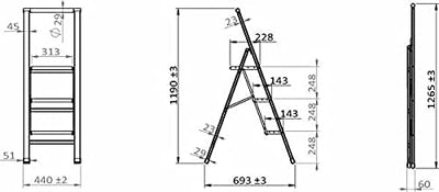 WENKO Leichte Aluminium Trittleiter mit 3 Stufen für 75 cm höheren Stand, rutschsichere XXL-Stufen,