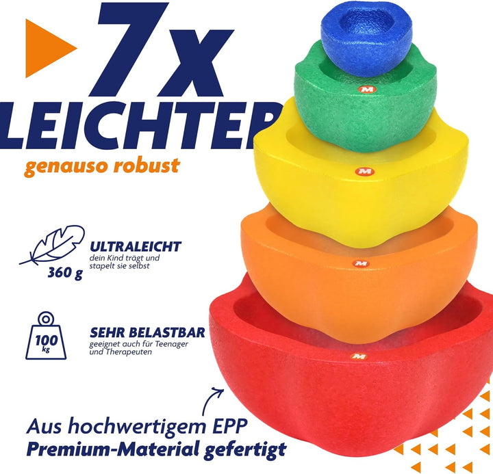 Majestic Sport Rocks, Sensorische Balanciersteine für Kinder – 5er Set – Belastbar, Fördert Gleichge