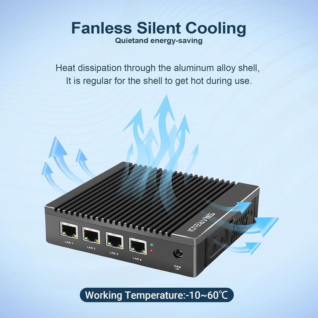 Sharevdi Firewall Mini PC, Micro Firewall Appliance, 4X Intel 2.5 GbE I225-V LAN Ports, Intel Celero