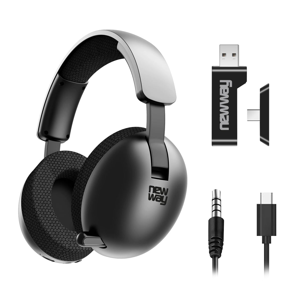 NEWWAY NH251 Kabelloser Audio-Kopfhörer – einziehbares Mikrofon – Triple Mode WiFi 2,4 GHz/BT/3,5 mm