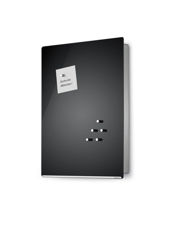 Blomus 65367 Schlüsselkasten/Glasmagnettafel Velio, schwarz Silber 5 x 30 x 40 cm, Silber 5 x 30 x 4