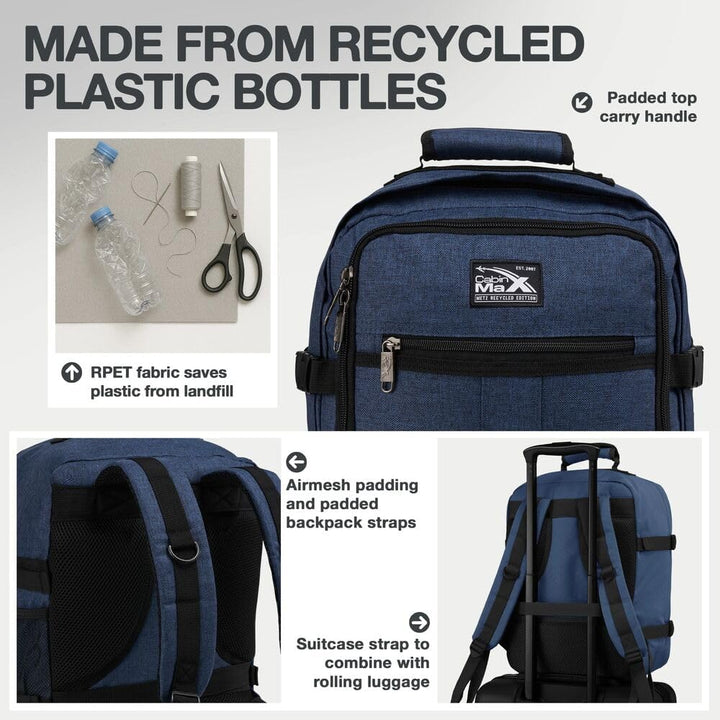 Cabin Max Metz - 40x30x20 Rucksack Ideales WIzzair Handgepäck und Reiserucksack für Flugzeug, Reiset