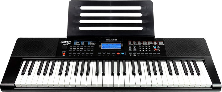 RockJam RJ461AX 61-Tasten-Alexa-tragbare digitale Klaviertastatur mit Notenständer, Netzteil, Simply