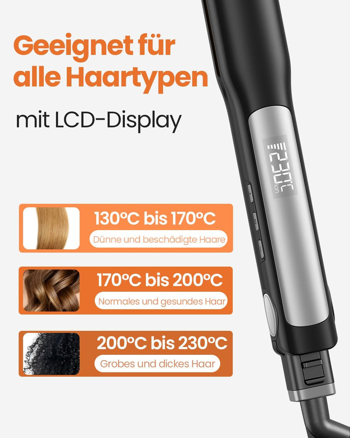 Faszin 2 in 1 Glätteisen Locken und Glätten, 20s Schnellaufheizung, Titanplatten Ionen Haarglätter f