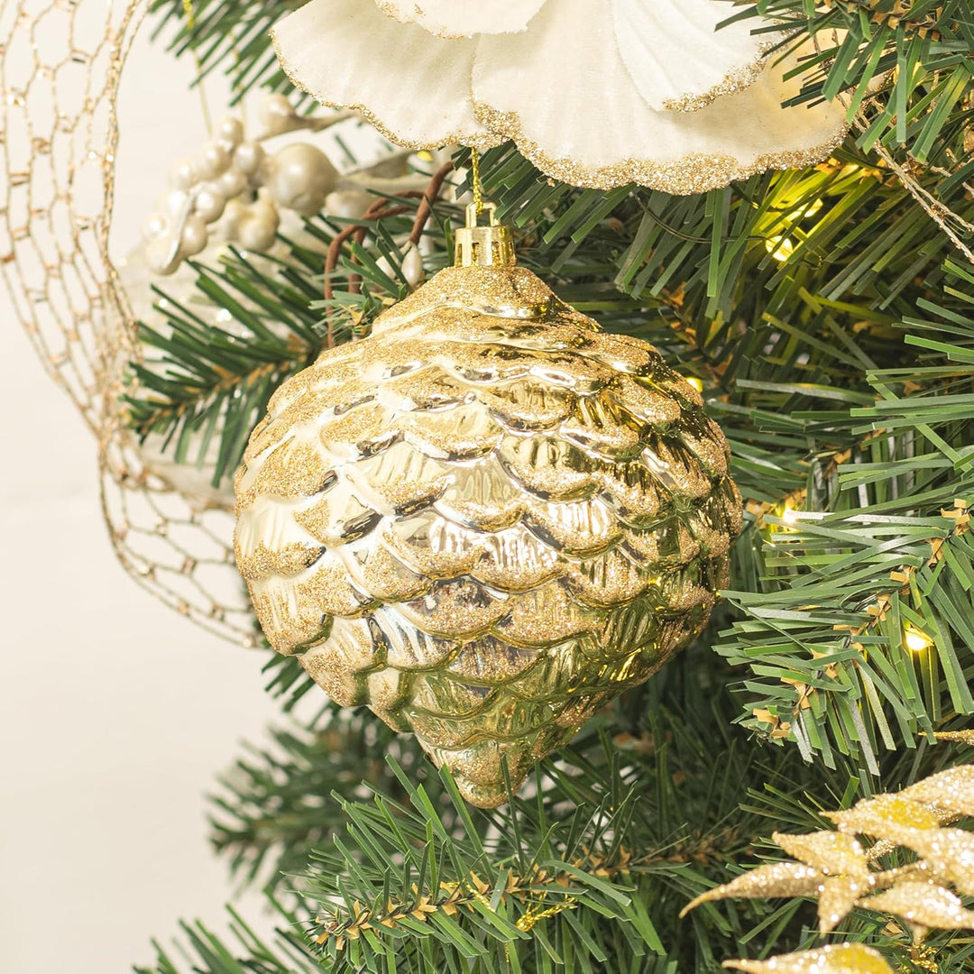 Busybee weihnachtskugeln gross 16 Stücke 10CM Ornamente für Weihnachtsbaum Champagner Christbaumkuge