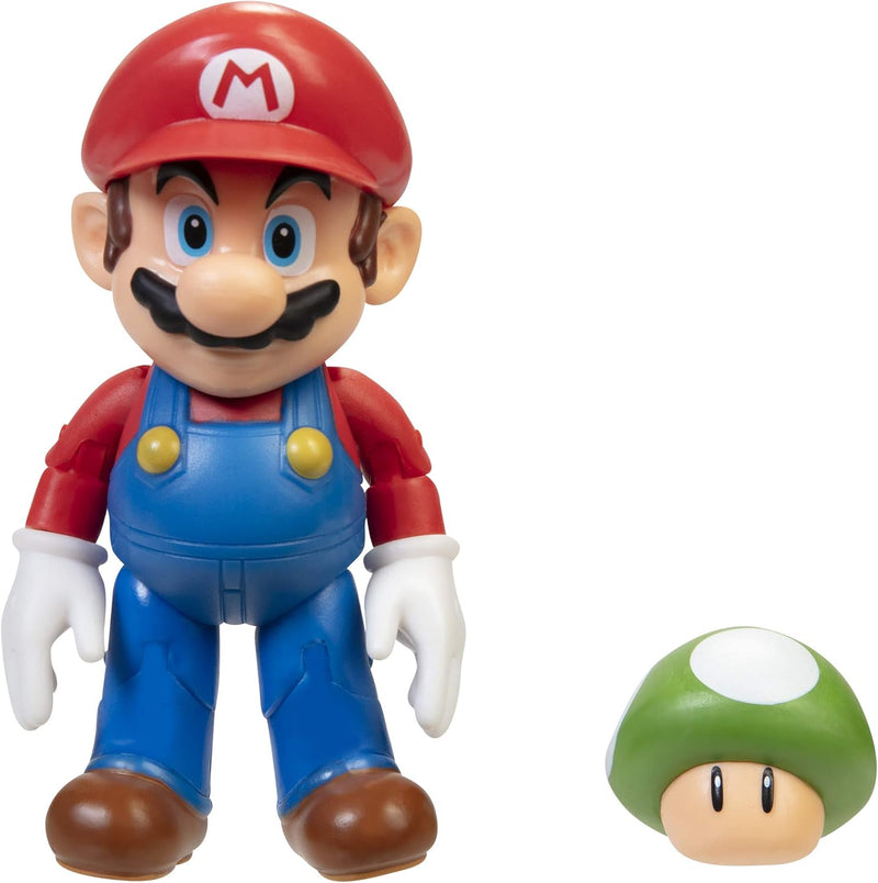 Nintendo JAKKS – 406754 Super Mario – Mario mit 1 up Mushroom – 10cm Spielfigur