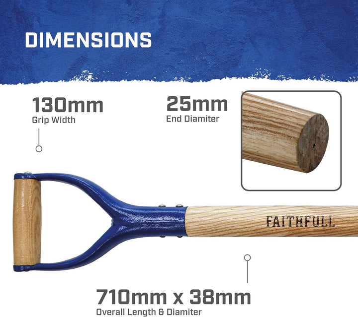 Faithfull Ersatz-MYD-Stiel, gebogen, konisch, für Spaten, Gabeln und Schaufeln – Eschenholz – 71 cm
