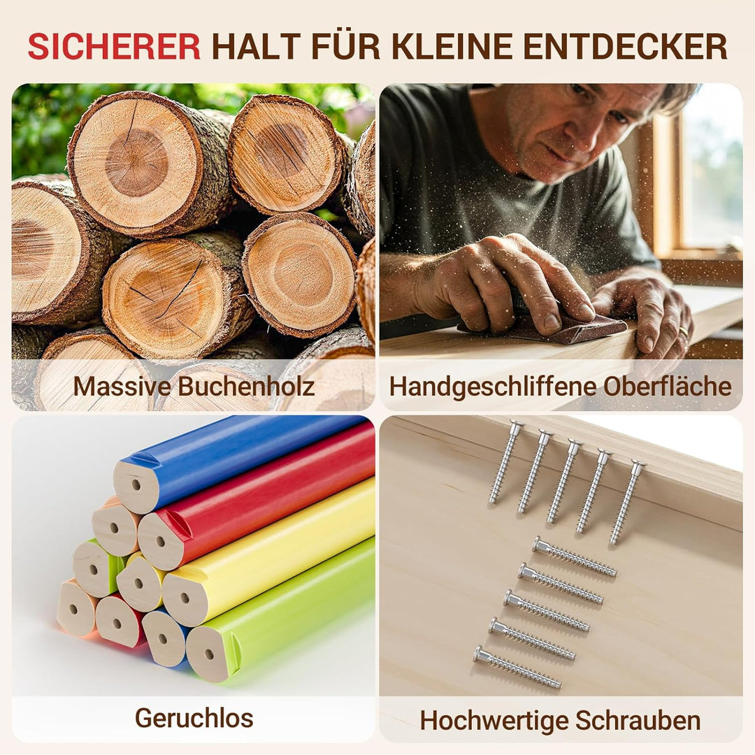 COSYLAND 8-in-1 Montessori Klettergerüst Indoor ab 1 Jahr – Kletterdreieck mit Rutsche, Kletterbogen