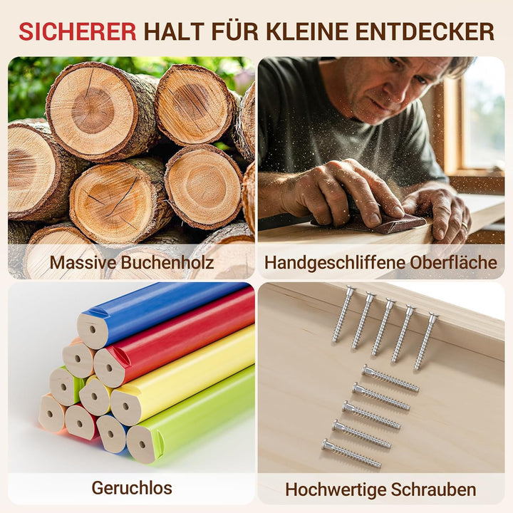 COSYLAND 8-in-1 Montessori Klettergerüst Indoor ab 1 Jahr – Kletterdreieck mit Rutsche, Kletterbogen