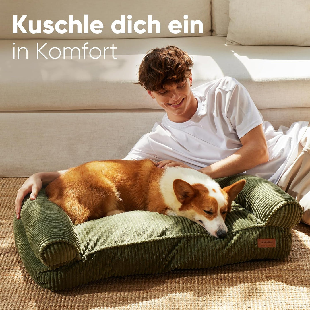 FUKUMARU Katzensofa Bett, Corduroy Gemütliches Katzenbett für drinnen mit abnehmbarem waschbarem Bez