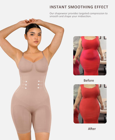 FeelinGirl Shapewear Bodysuit Nahtlos V-Ausschnitt Formende Bodys für Damen Bauchweg Ganzkörper Seam
