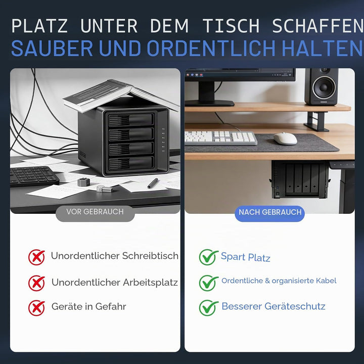 Mini-PC-Halterung für unter den Schreibtisch, höhen- und breitenverstellbare CPU/NAS-Halterung für M