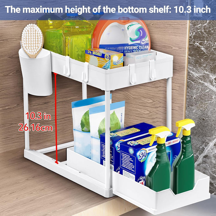 Puricon 2 Set Unter Waschbecken Regal, 2 Etagen Standregal Küche Arbeitsplatte Regal Organizer, Mehr