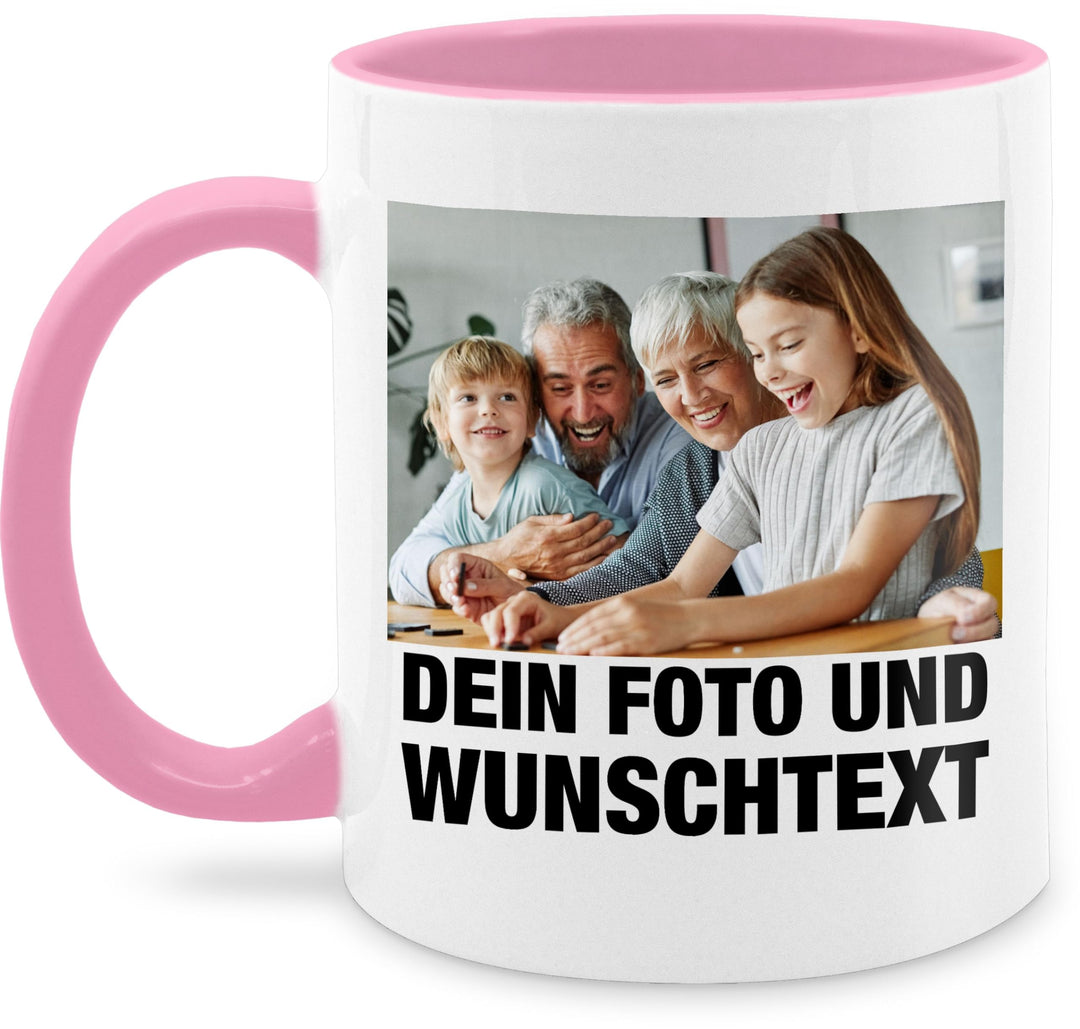 Tasse Tassen 325ml - Mit Foto I Eigenem Bild I Text I Name I Wunschtext - 325 ml - Rosa - mug with p