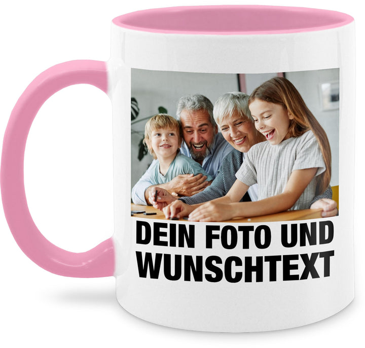 Tasse Tassen 325ml - Mit Foto I Eigenem Bild I Text I Name I Wunschtext - 325 ml - Rosa - mug with p