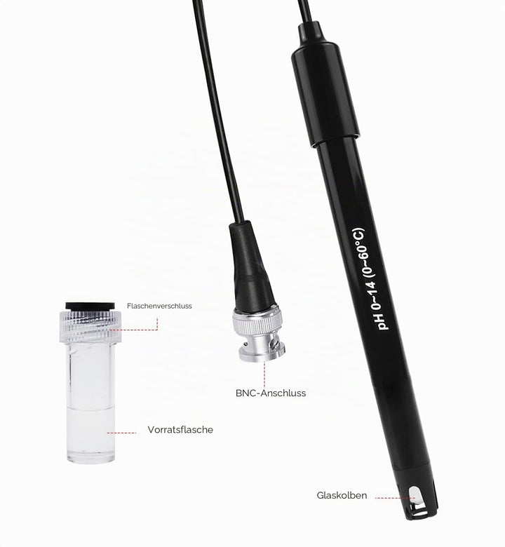 GAIN EXPRESS 0-14 pH Electrode Probe BNC Connection, 300 cm Cable for pH Meter Test Sensor, Replacem