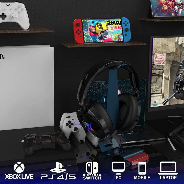 Y-YOPZI Gaming Headset für PS4 PS5 PC with 3D Surround Sound Headset mit Mikrofon Kopfhörer Noise Ca