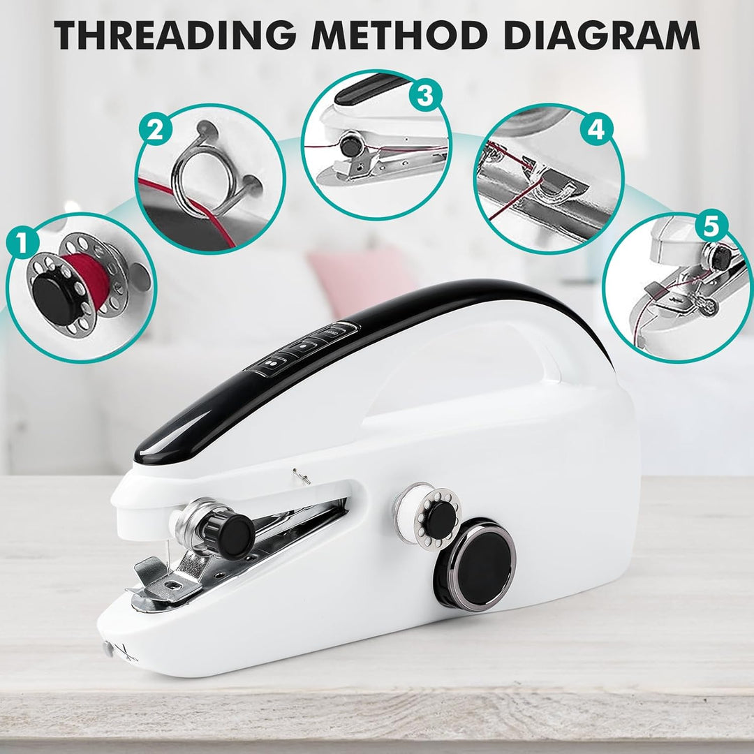 Handnähmaschine,Tragbare Mini Elektrische Nähmaschine mit Nähzubehör für Anfänger, Einfach Zu Bedien