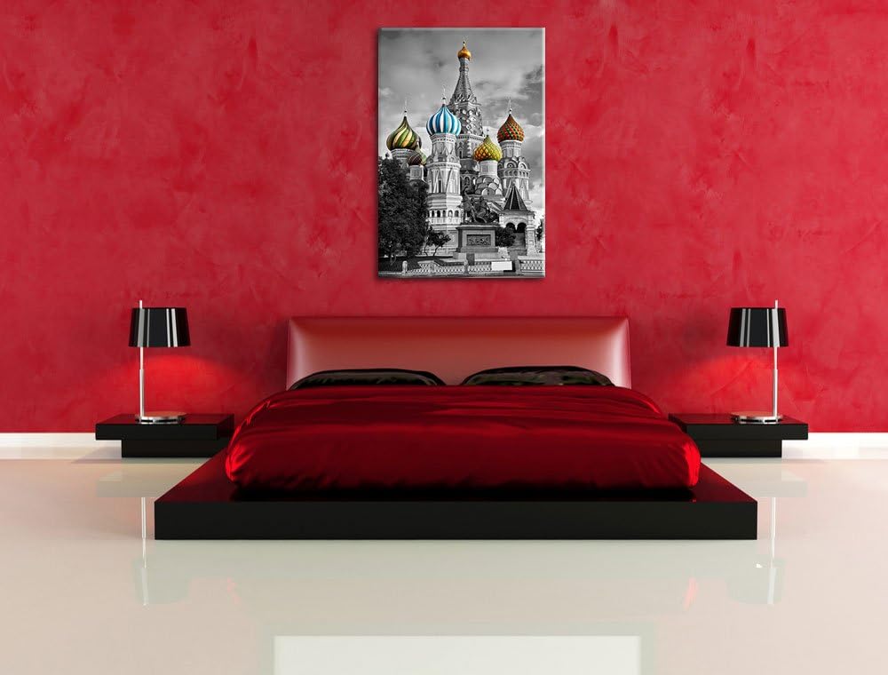 schöne Basilica in Moskau schwarz/weiss Format: 100x70 auf Leinwand, XXL riesige Bilder fertig gerah