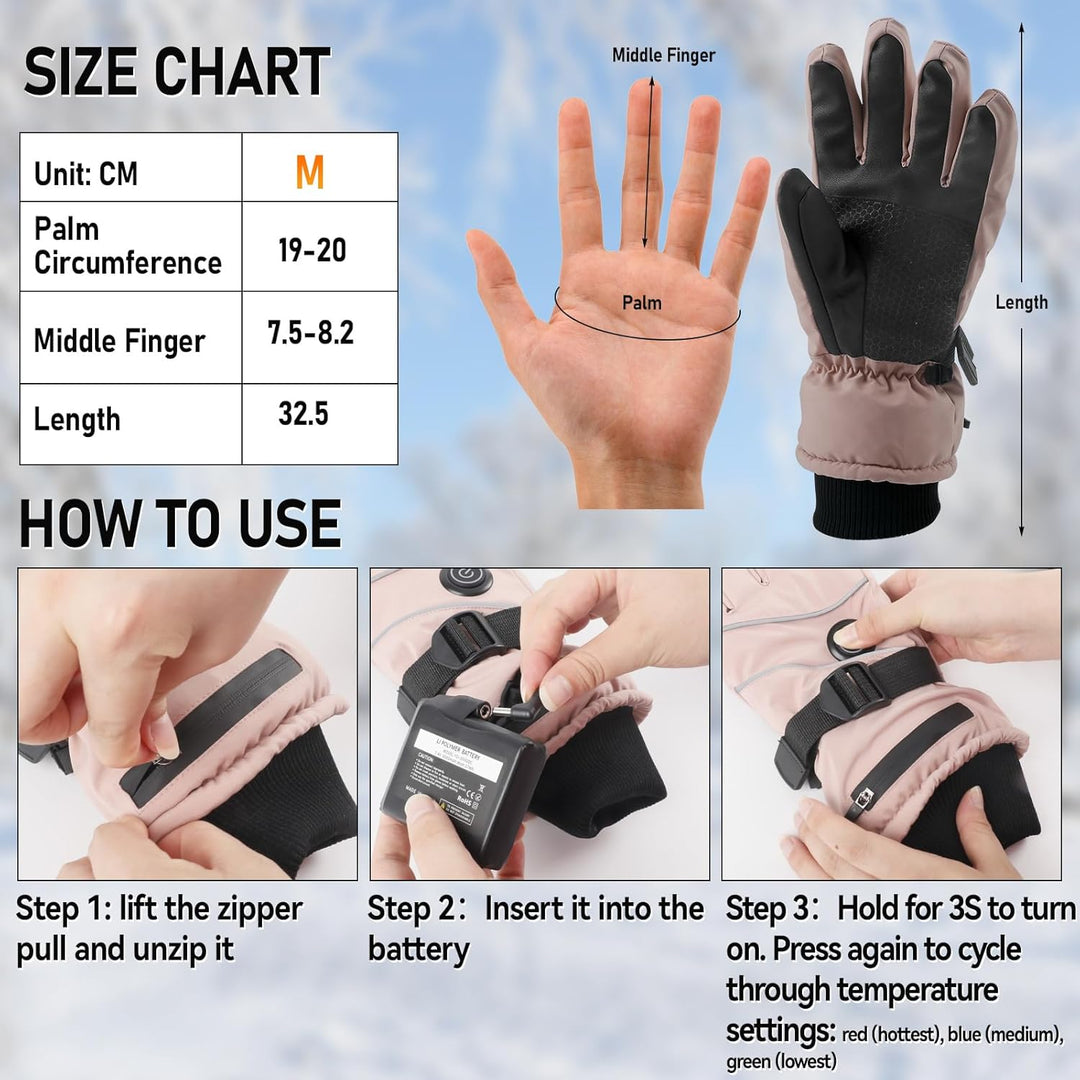 Beheizte Handschuhe für Männer Frauen, 7.4V 5000mAh /6000mAh Wiederaufladbare Handwärmer Touchscreen