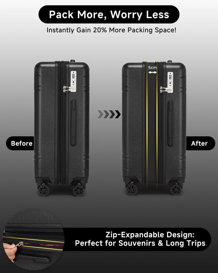 Sea choice Hartschalenkoffer Erweiterbar Reisekoffer mit Getränkehalter Leicht Koffer Set Trolley Ha