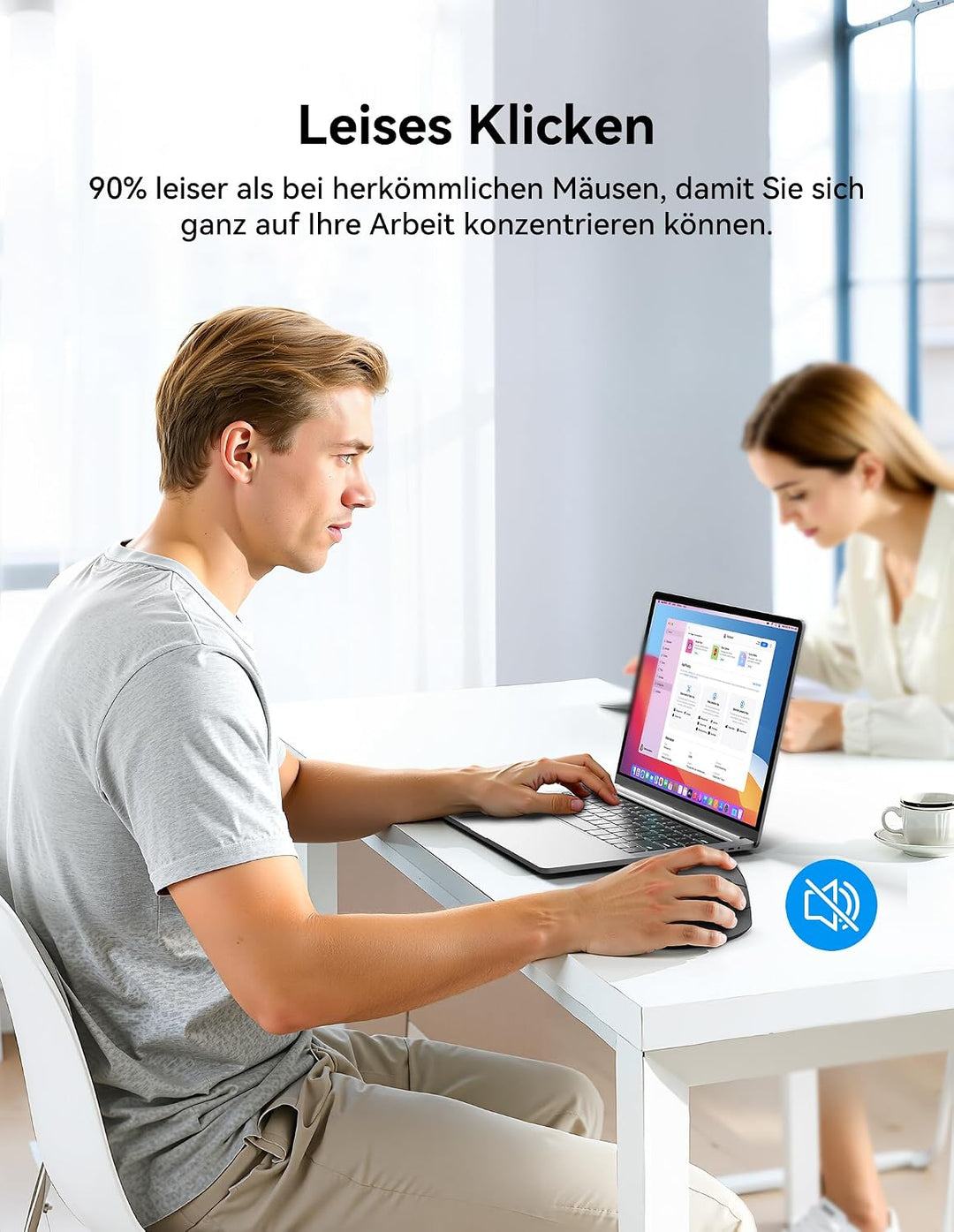 TECKNET Vertikale Ergonomische Maus Wiederaufladbare | 6 Einstellstufen bis zu 4800 DPI, 2.4G + BT (