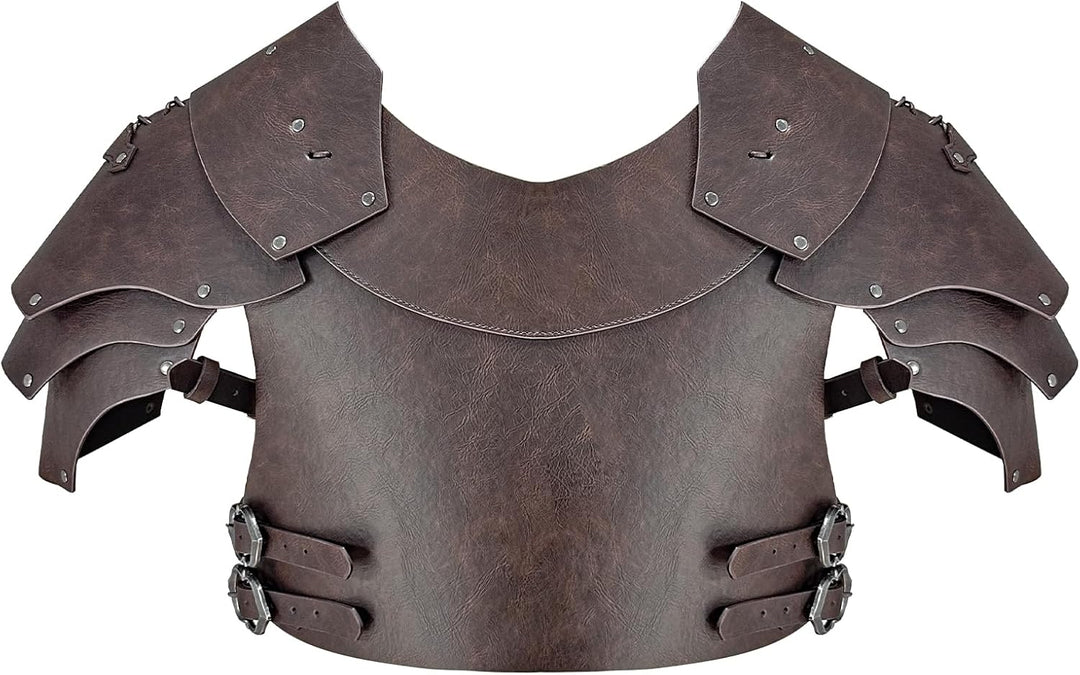 HiiFeuer Mittelalterliche Kunstleder-Brustpanzerung, Vintage Pauldron Schulter Rüstung Einstellbare