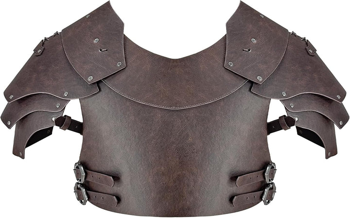 HiiFeuer Mittelalterliche Kunstleder-Brustpanzerung, Vintage Pauldron Schulter Rüstung Einstellbare