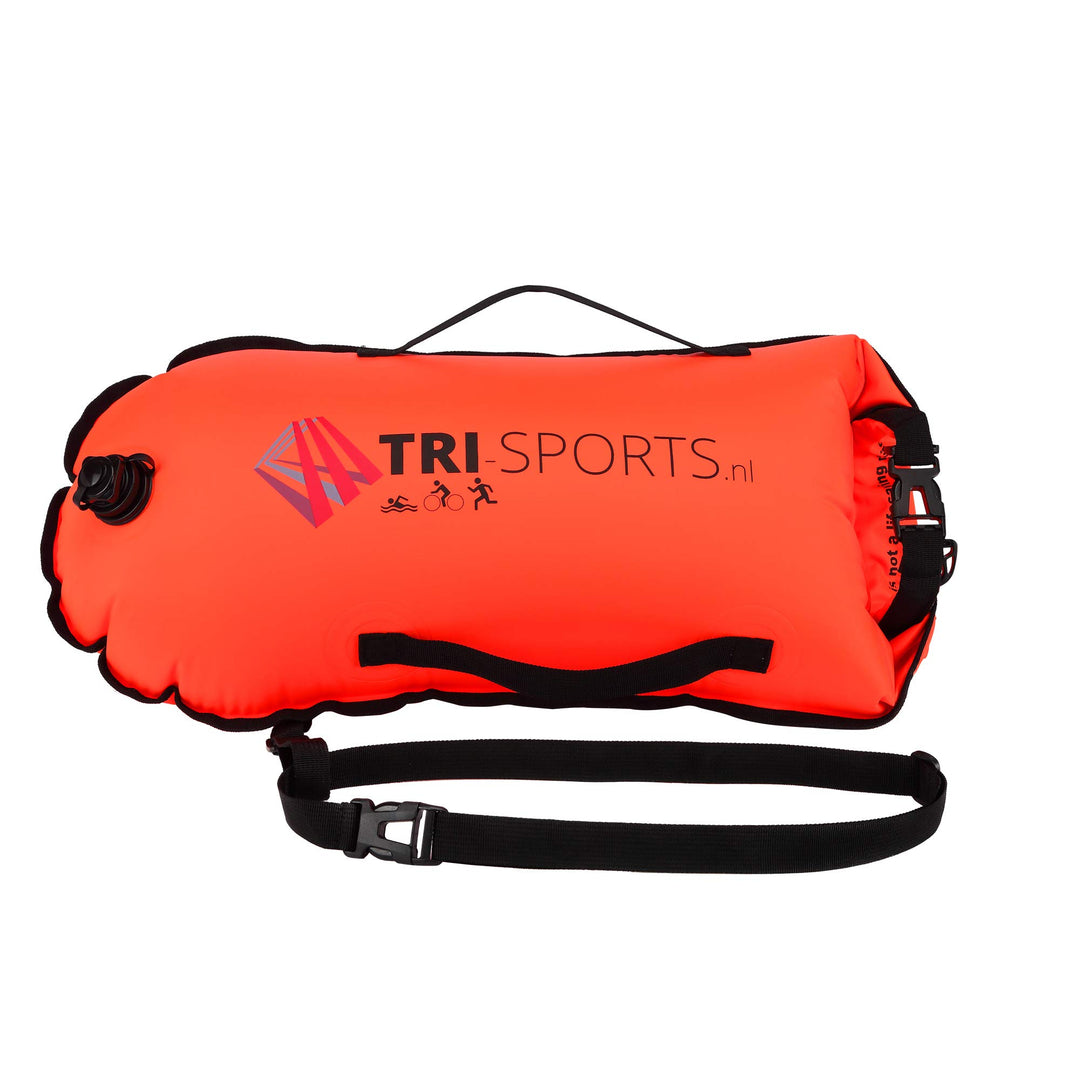 Tri-Sports-Schwimmboje für Freiwasserschwimmen. Sichtbar für Boote, sicher im Falle von Krämpfen und
