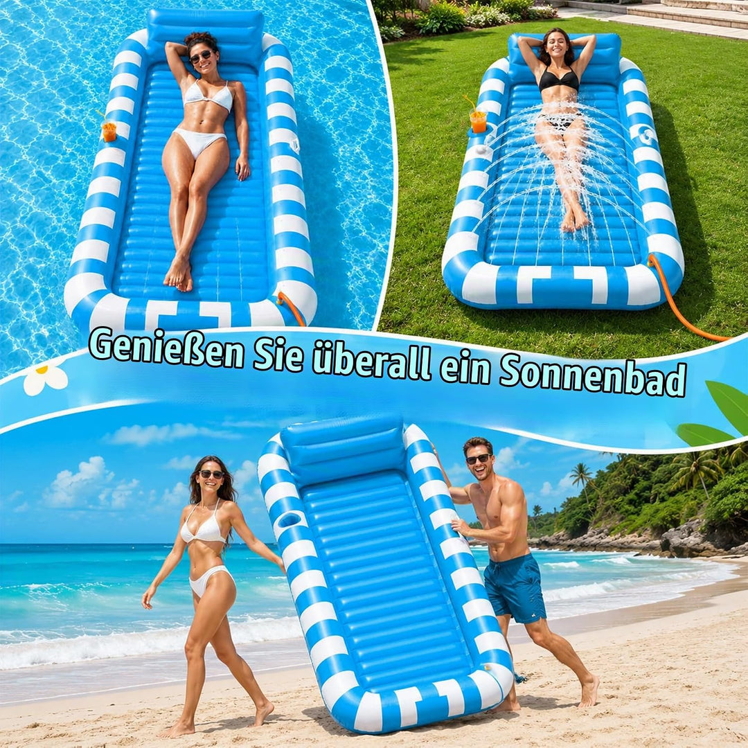 Luftmatratze Pool Erwachsene,Aufblasbar Schwimmmatratze mit Eingebautem Sprinkler,Pool Aufblasbares