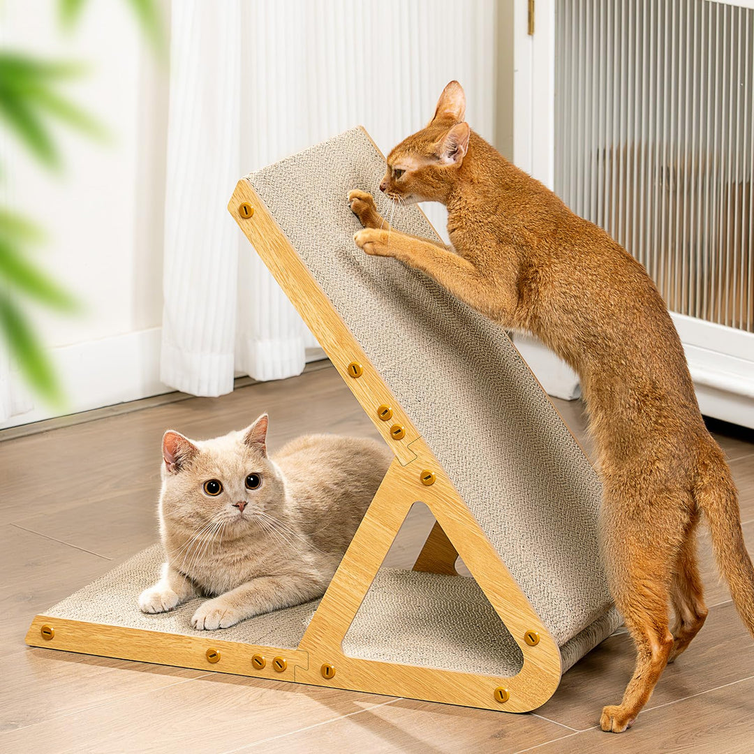 Conlun 2-in-1 Kratzbrett in A-Form für Mittelgrosse Katzen bis 7 kg, Stehend & Flach Nutzbares Katze