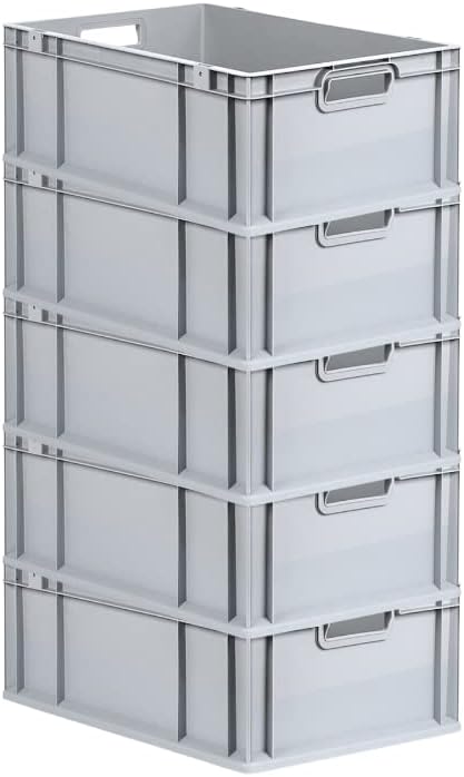 PROREGAL SuperSparSet 5x Eurobox NextGen Grip | HxBxT 22x40x60cm | 44 Liter | Griffe offen | Verstär