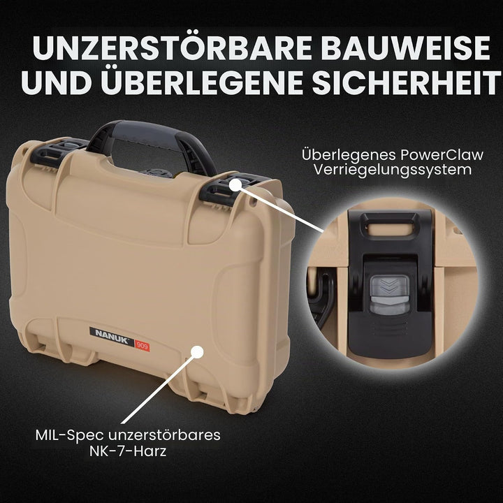 Nanuk 909 Wasserdichter Hartschalenkoffer Mit Plüschschaumeinlage - Braun Tan Würfelförmiger Schaums
