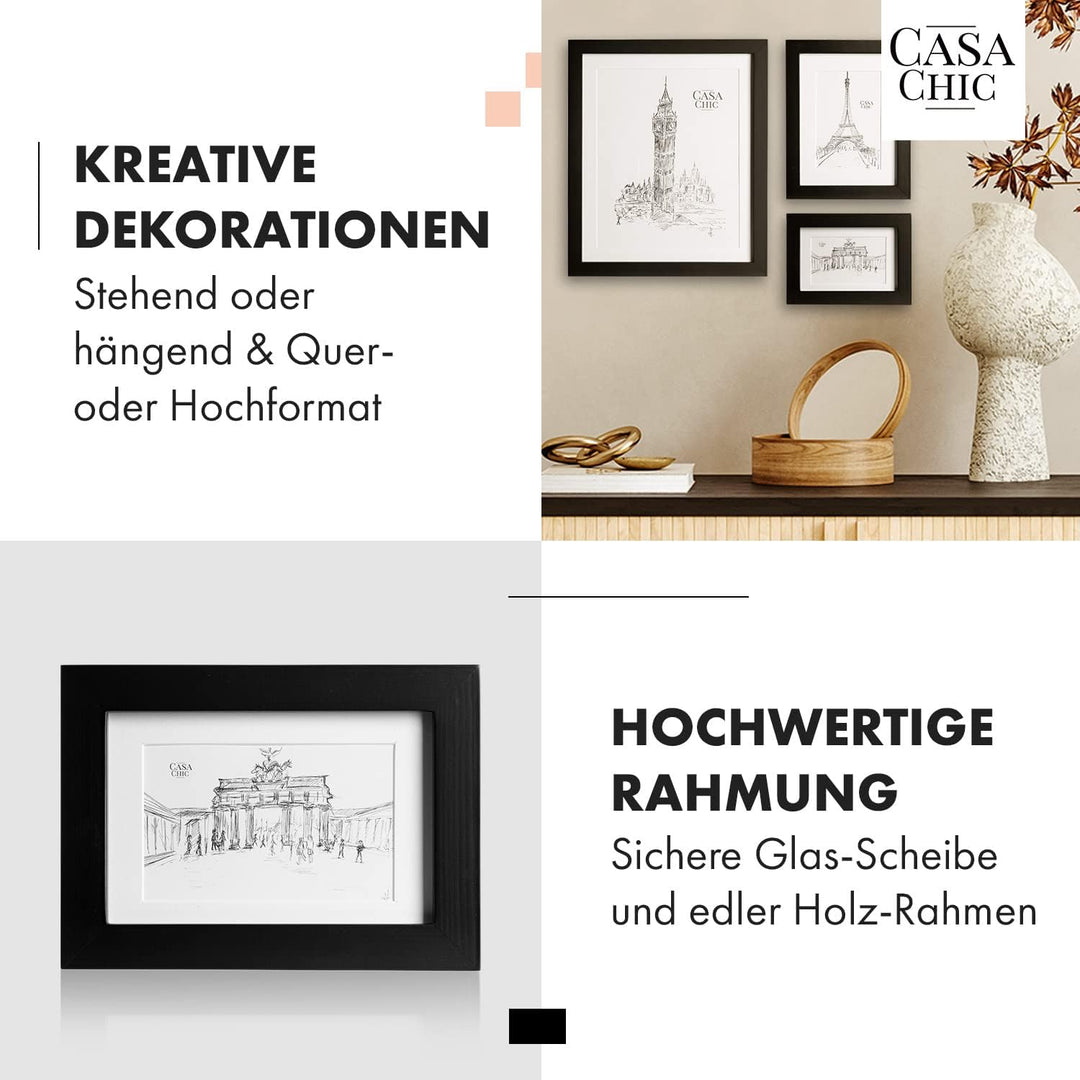 Casa Chic Bilderrahmen 7er-Set, Rechteckige Bilderrahmen für Kinderzeichnungen, Urkunden & Fotos, Ho