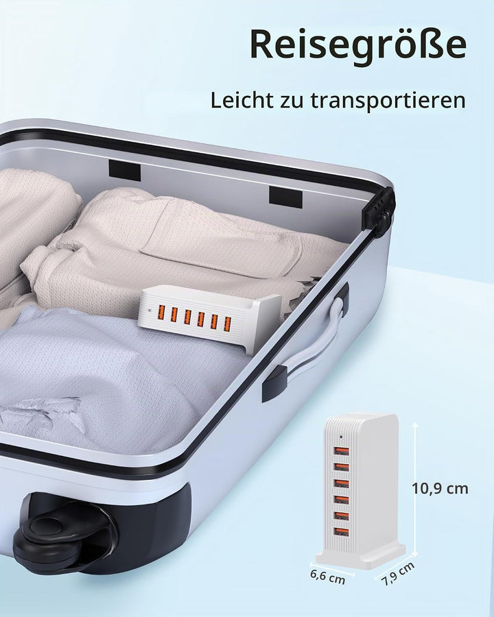POANES 50W USB Ladegerät Mehrfach 6 Port USB Netzteile Handy Ladestation Weiss Steckdose für iPhone