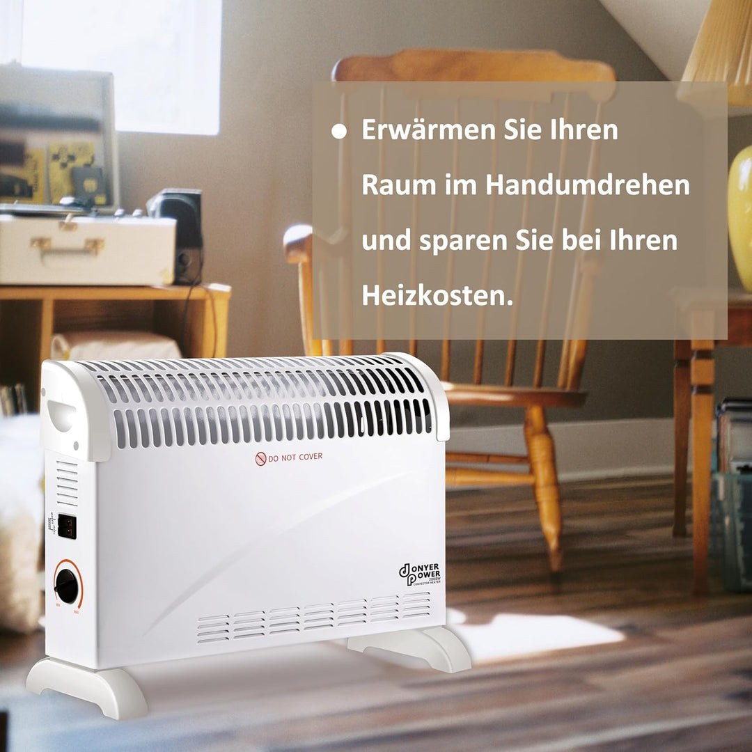DONYER POWER Elektrische Konvektor-Heizung 2000W Raumheizung Sicher und effizient Schwarz, Schwarz