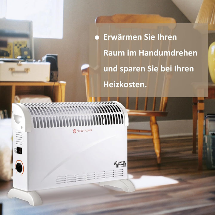 DONYER POWER Elektrische Konvektor-Heizung 2000W Raumheizung Sicher und effizient Schwarz, Schwarz