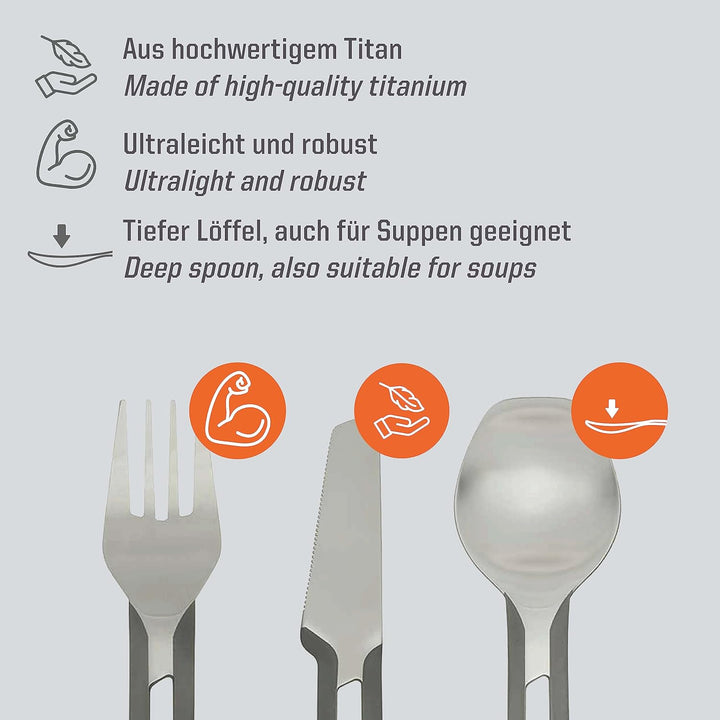 Esbit Titanbesteck, 3-teilig, ultraleicht Silber, Silber