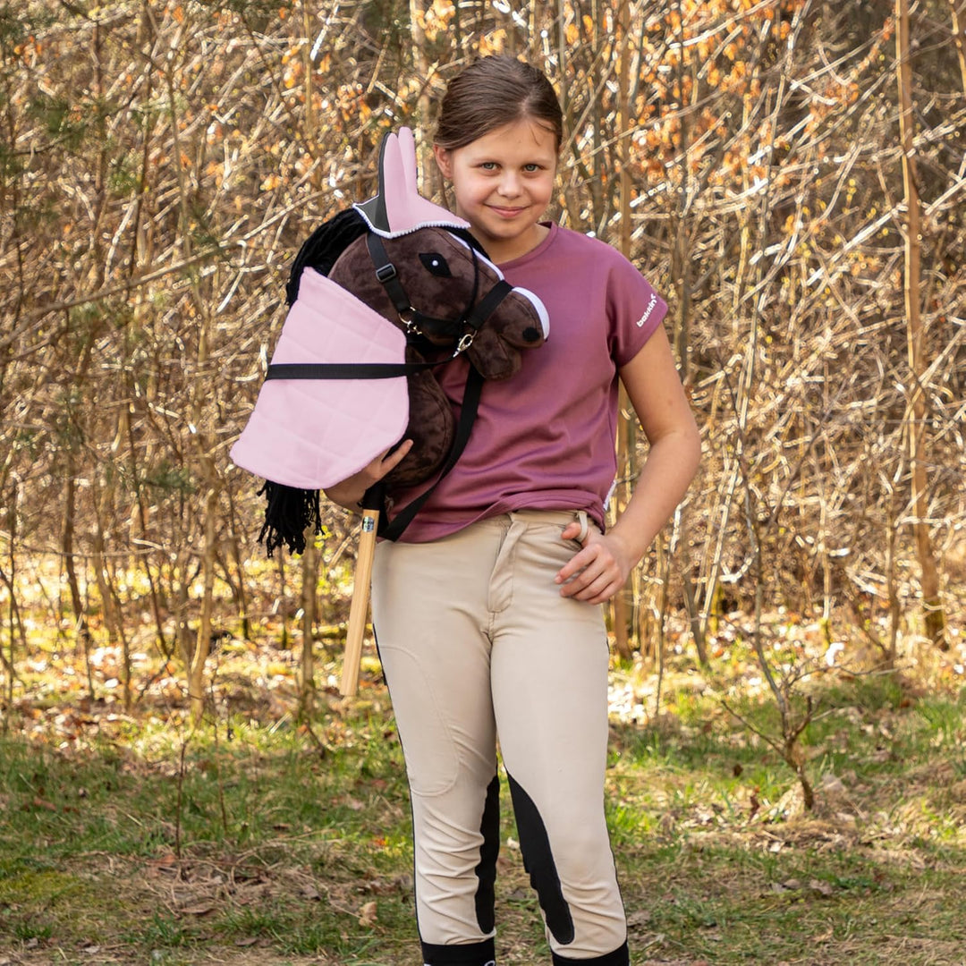 SKIPPI Wendbare Decke und Fliegenhaube für Hobby Horse – Rosa und Graue, Hobby Horse Zubehör, Zweifa